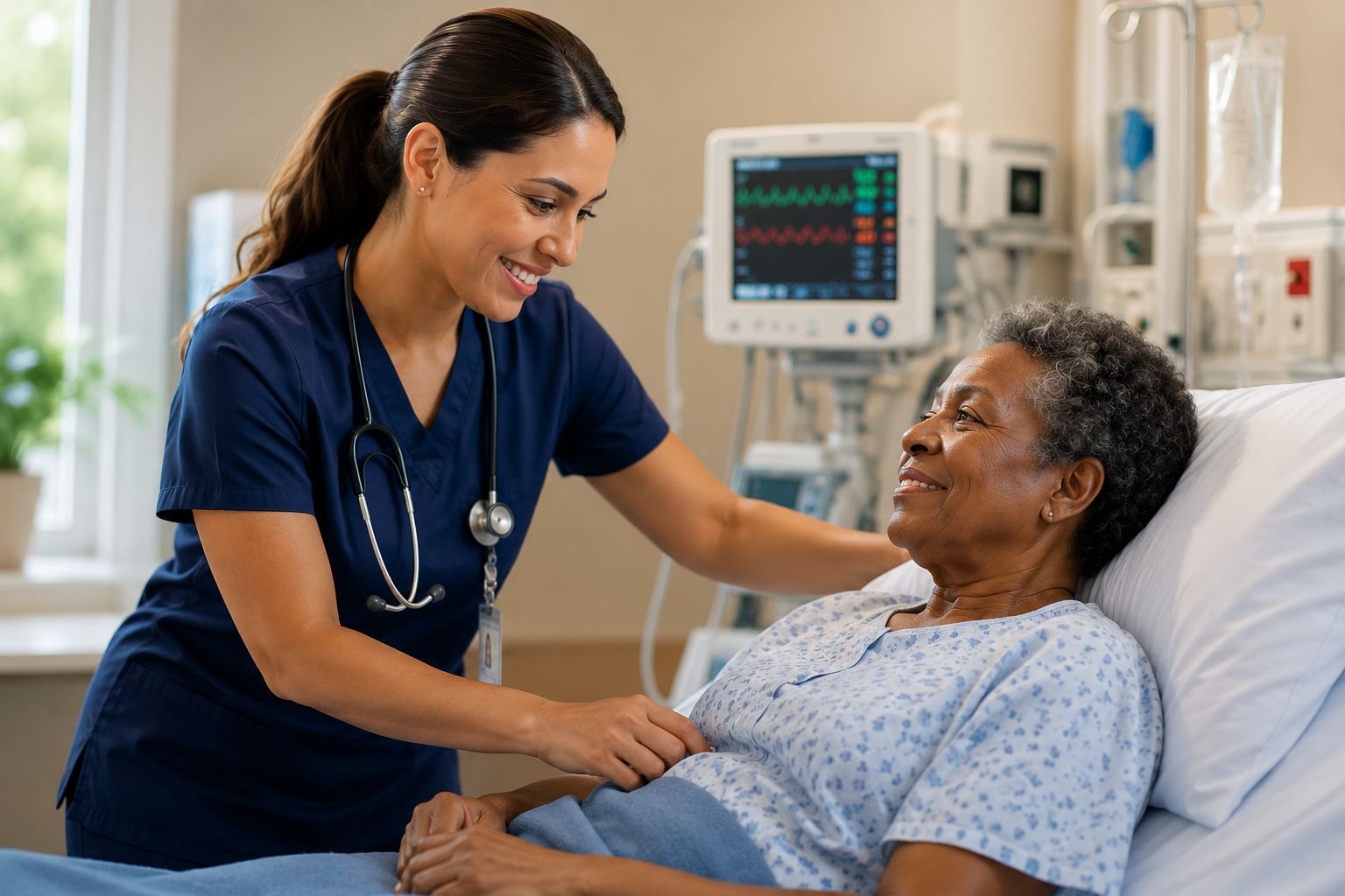 Nurse caring for patient